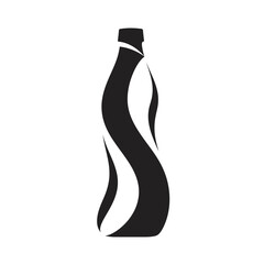 black and white wine bottle with white background