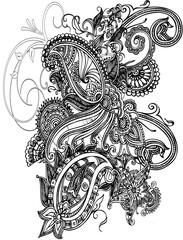 Abstract seamless pattern with floral elements