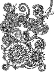 Abstract seamless pattern with floral elements