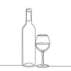 wine bottle and glass with white background