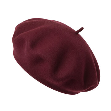 Classic burgundy red wool felt french beret hat