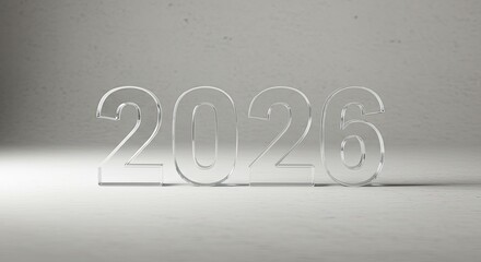 Sleek Glass 2026: Minimalist Design on Textured Gray Background