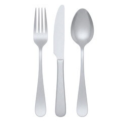 Modern matte silver cutlery set with fork knife spoon