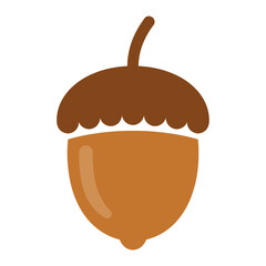 Acorn illustration with brown cap and tan body on a white background.