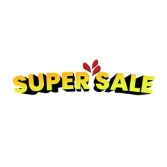 Realistic 3D Super Sale Title with Shine, Glow, and Shadows