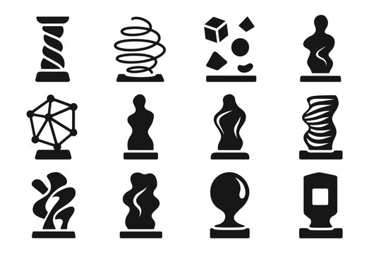 Shape geometric shapes vector reflective digital abstract sculptures floating pattern art icon