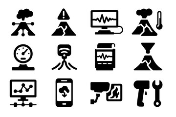 Sensor icons vector heat calibration volcano monitoring access icon status recorder tool
