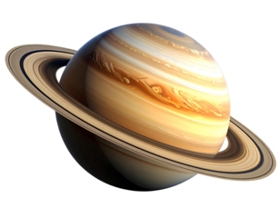 Saturn planet isolated on transparent background cutout