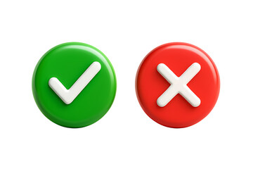 Confirm or deny choice buttons with checkmark and cross mark for approval or rejection, perfect for app development and web design