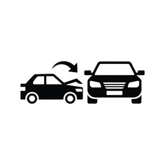 Car accident icon showing two vehicles and a collision arrow