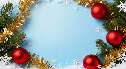 christmas background with fir branches and balls