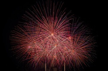 Spectacular display of dazzling fireworks illuminating the evening celebration sky event