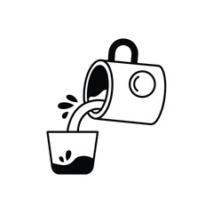 Obraz premium Hand drawn illustration of coffee pouring from a mug into a small cup