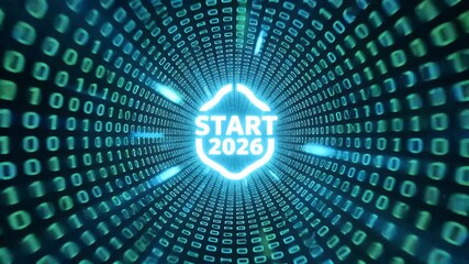Start 2026 security shield binary code digital concept - Powered by Adobe