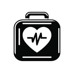 Heart monitor icon with heartbeat line in a square shape for health and medical concept on transparent background 