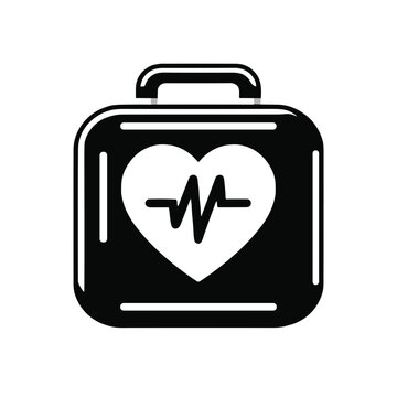 Heart monitor icon with heartbeat line in a square shape for health and medical concept on transparent background 