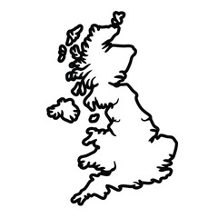 Outline map of the united kingdom and ireland showing great britain and northern ireland