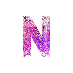 Uppercase Letter N with Vibrant Splatter Texture