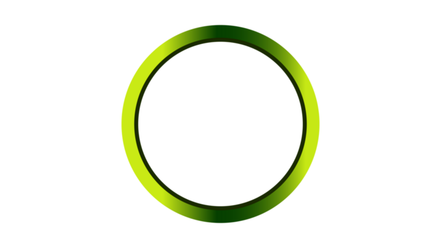 A luminous green ring glows brightly against a dark background, its form dimensional.