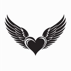 Heart with Angel Wings Vector Illustration on white background