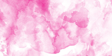 Obraz premium Abstract watercolor background with pink and white clouds, professional watercolor cold Press paper Sheet Painted with light Image, soft pink watercolor clouds on dreamy pastel background.