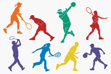 set of Sports Player Silhouette Vector Pack
