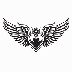 Winged Heart Symbol Vector for Valentine Love Art and Design