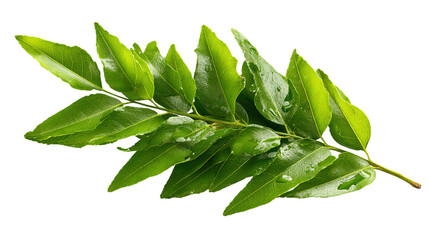 flying fresh basil leaves isolated on transparent white background png, clipping path