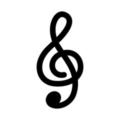 Minimalist Treble Clef Symbol – Black Music Note Silhouette Isolated on White Background