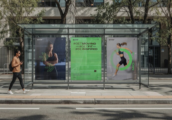 Urban Advertising Mockup on Bus Stop Billboard