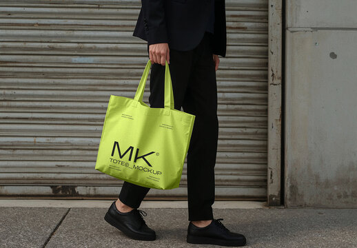 Urban Tote Bag Mockup with Model