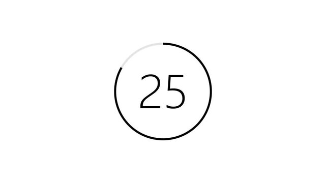 30 seconds countdown video in round shape with white background 