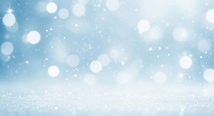 Fototapeta premium Soft Winter Snowfall Bokeh Background With Glittering Snowflakes And Sparkling Lights