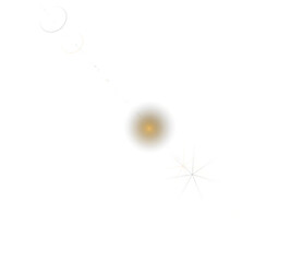 Golden glowing starburst light effect on white background with soft blurred edges. Radiant sun flare illustration for festive, cosmic, or magical design themes. Bright luminous sparkle graphic art.