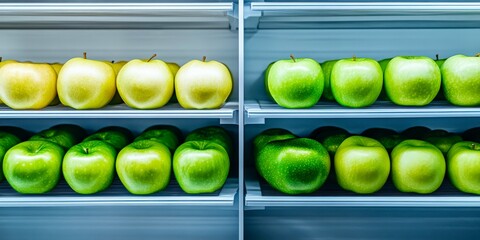 Refrigerator shelf apples organized fresh diet lifestyle food