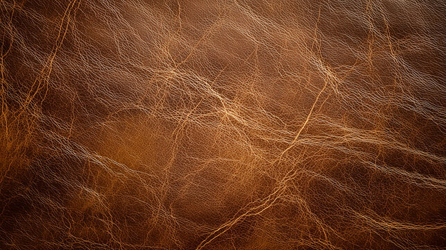 Textured leather surface in realistic style in brown colors for background