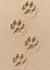 Paw prints on sandy background.