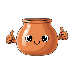 Cute Jar Character with Happy Face and Hands Isolated on White Background