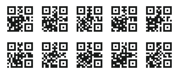 QR code scanning icon vector illustration on white background. QR code icon. Fake template of quick response matrix barcode in square grid. Mobile phone camera readable digital label isolated on white