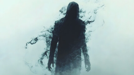 Humanoid Form Emerging from Dark Smoke silhouette figure
