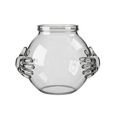 Cute Glass Jar Character with Happy Face and Hands Isolated on White Background
