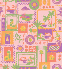 vibrant posters with Italian text Amore Mio, Ciao, Dolce Vita. Vector hand-drawn frames, checkered background, ideal for fashion graphics, t-shirt prints, posters, and cards.  © Sketch