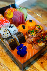 colorful sushi in a box