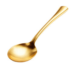 Matte golden spoon isolated [Transparent Background PNG].