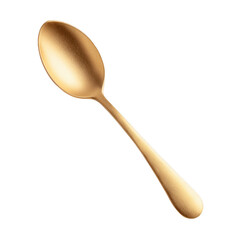 Matte golden spoon isolated [Transparent Background PNG].