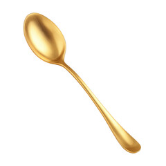 Matte golden spoon isolated [Transparent Background PNG].
