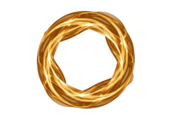 Abstract golden circle isolated on transparent background, a radiant and luminous design