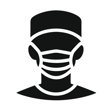 Surgeon wearing mask illustration in black and white for healthcare concept on transparent background 