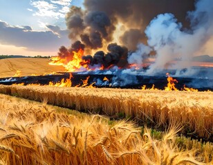 Wheat Field Fire Disaster.