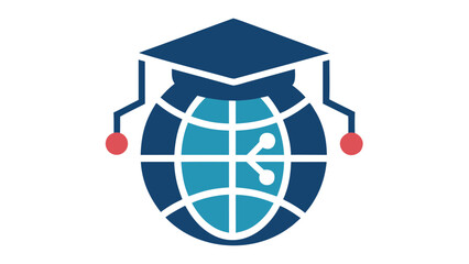 Globe with Graduation Cap and Network Connections earth